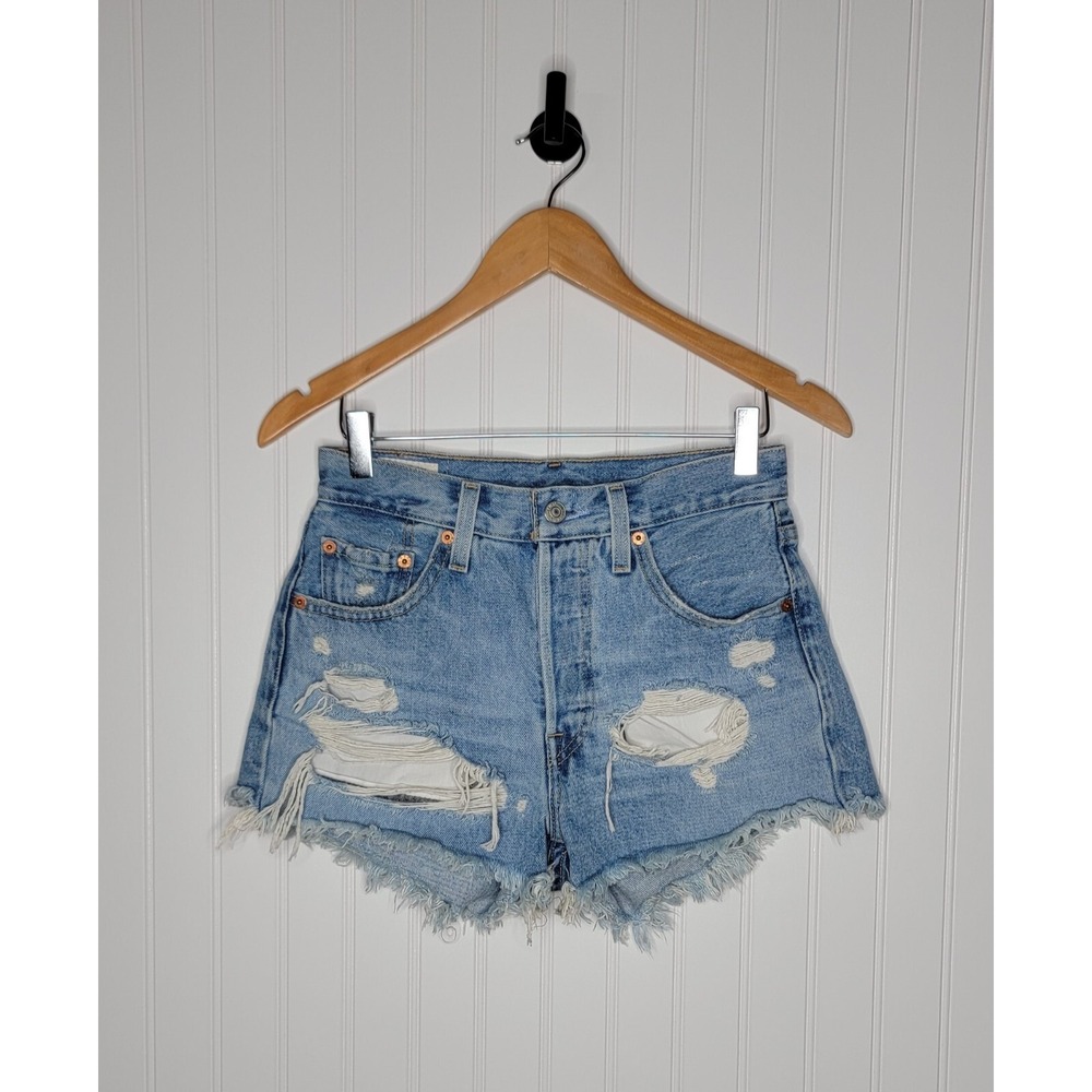 Levi's 501 Button Fly Cutoff Distressed Denim Shorts Women's Size‎ 24